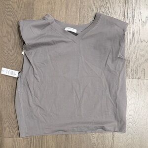 Aritzia Gray Short Sleeve V-Neck Tee
